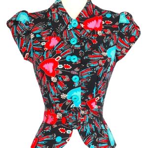 NWT Trashy Diva June Blouse in Sacred Hearts Print